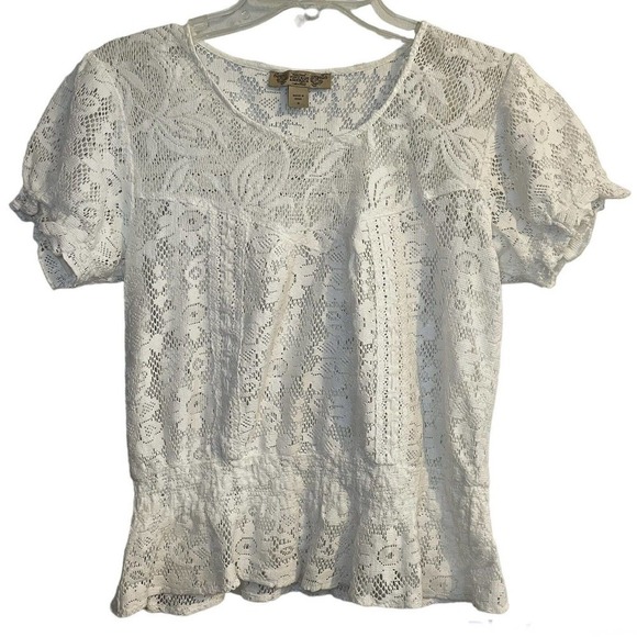 Nine West Vintage America Collection Kacy Lace Top White Size Small Boho - Picture 1 of 8